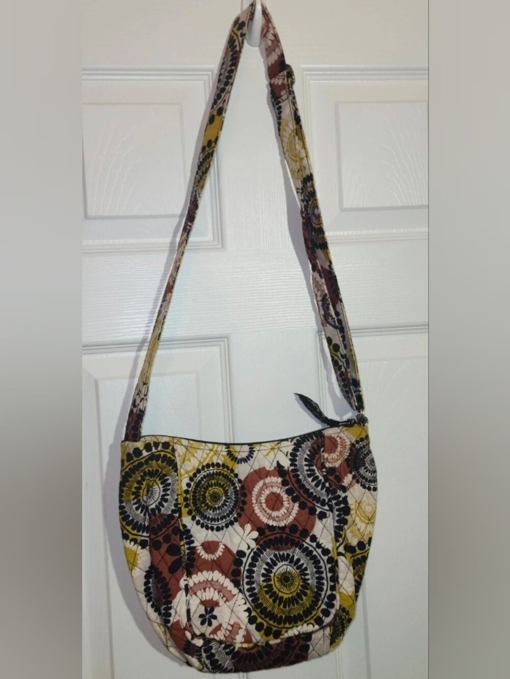 Vera Bradley Cocoa Moss medallion Quilted Crossbody Bag Mustard, Brown and Black